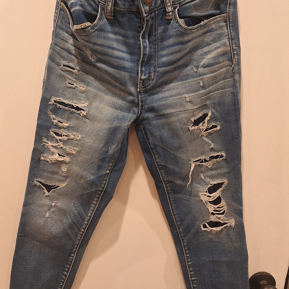 American Eagle Outfitters Womans Hi-rise Jegging Crop Blue Jeans